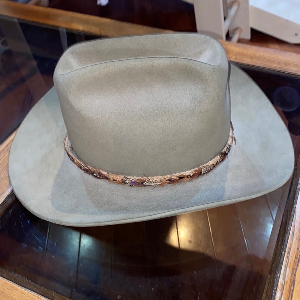 Vintage - John Stetson 3 x beaver hat 7 1/4 western hat with feathers - Picture 4 of 8